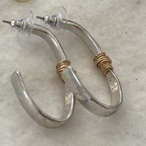Vintage Robert Lee Morris Soho Wire Wrap Oval Hoop Earrings